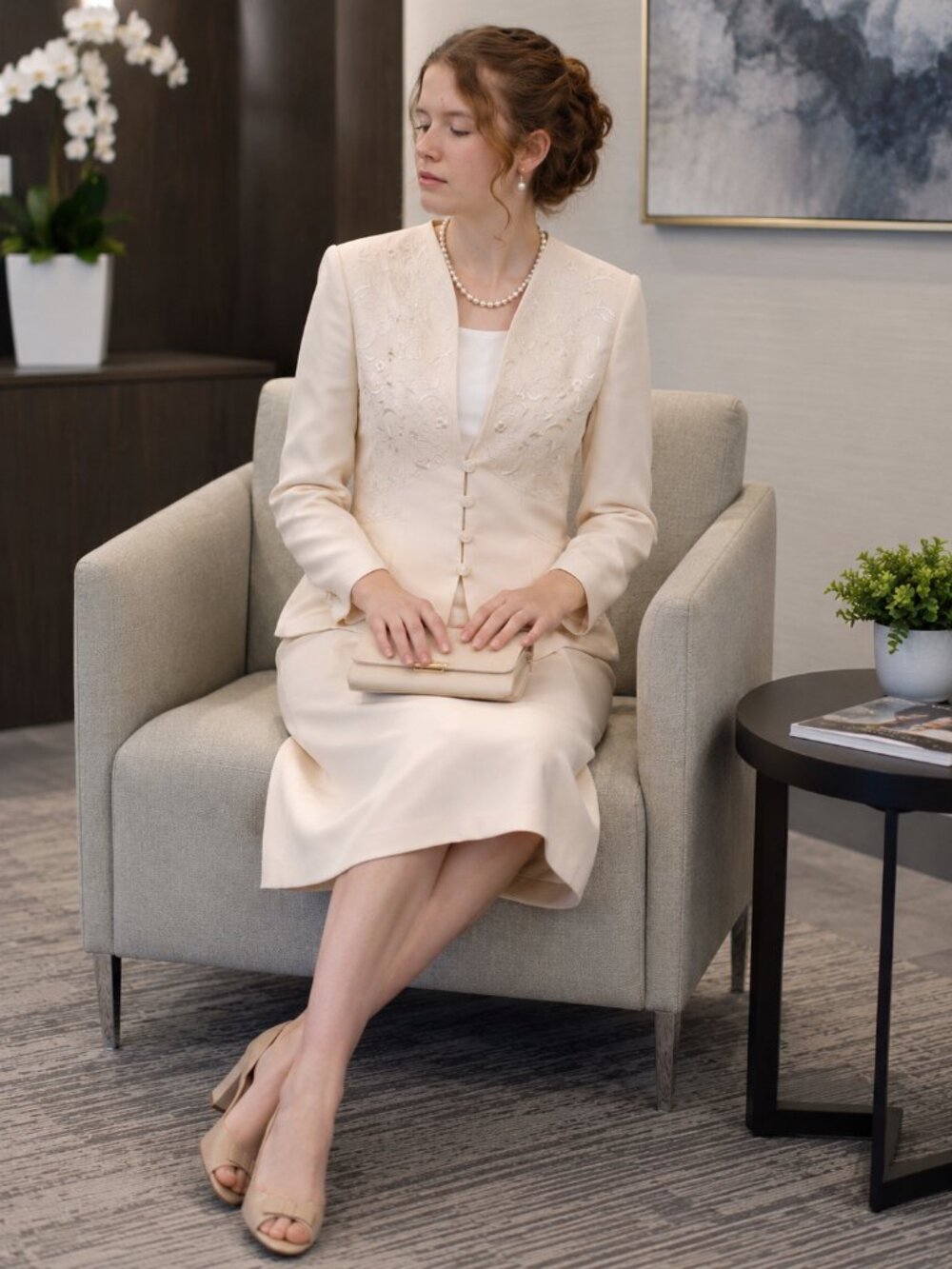 Le Suit Floral Embroidered Blazer